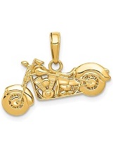 fetching small textured 3D motorcycle gold baby charm